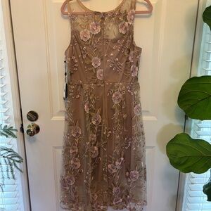 Adrianna Papell Blush/Mauve lining Embroidered Dress